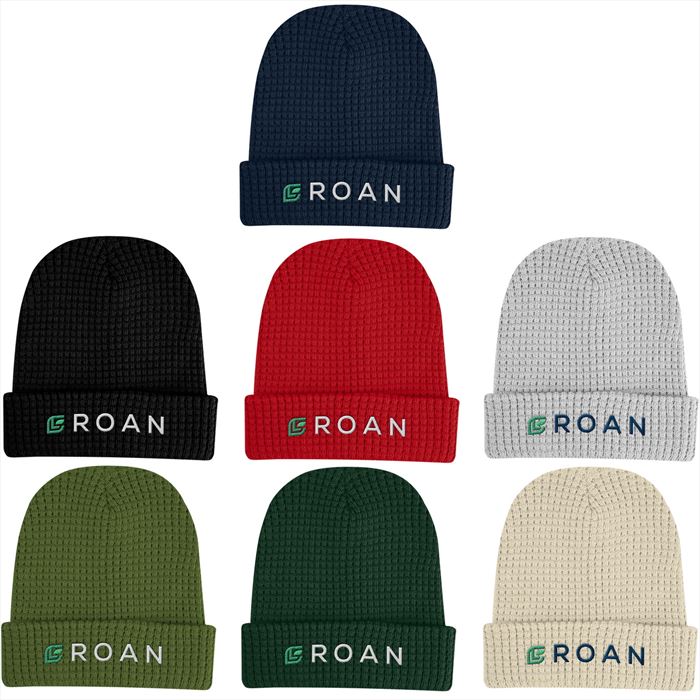 AH15072 Whistler Waffle Knit rPET Beanie With Custom Imprint